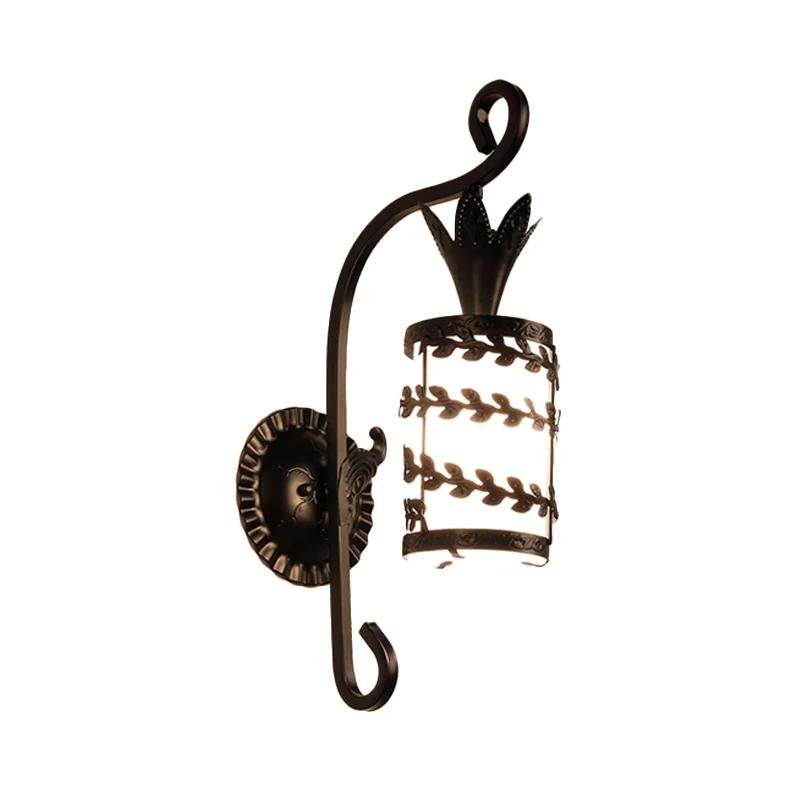 Gancho Pastoril Lámpara de pared del pasillo con estructura de flor/hoja/metal, estilo campestre, vidrio lechoso, 1 luz, a...