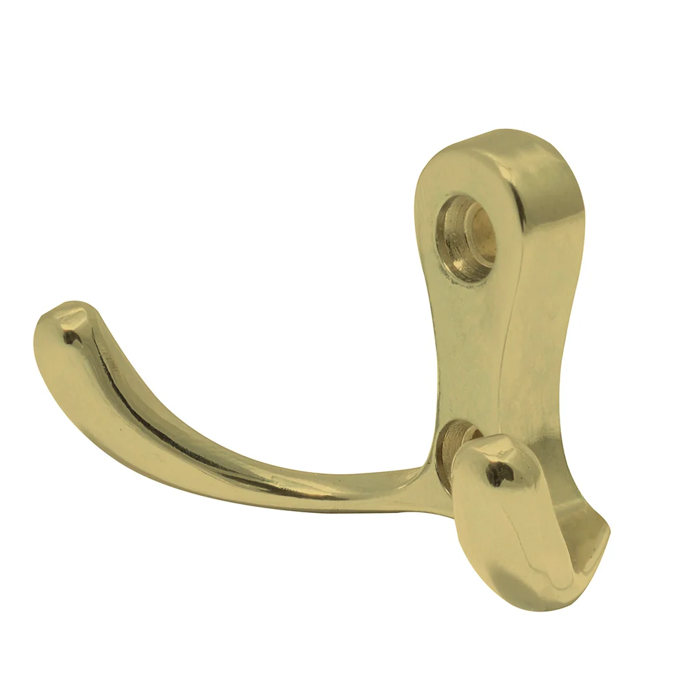 Gancho perchero doble, latón resplandeciente Lock