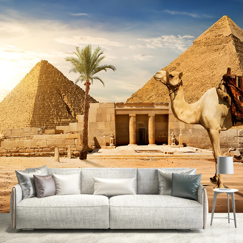 Mural del grupo de pirámides de Giza de Egipto, decoración contemporánea de pared de pasillo prueba de manchas, elaborado...