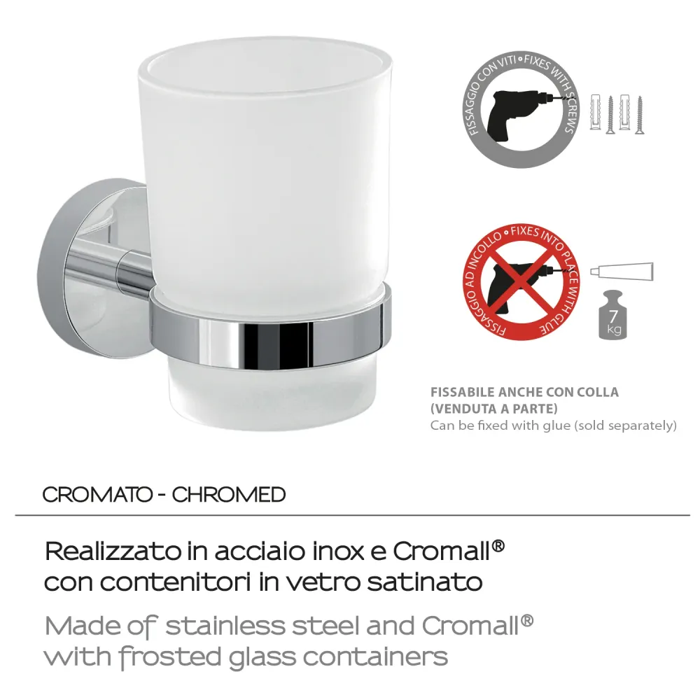 Premium para Jardín Portaspazzolini de pared en acero inoxidable Eros de Gedy - Cromado