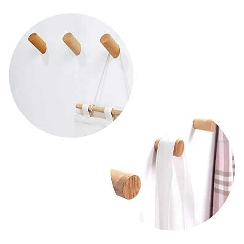 Set de 4 Ganchos de Pared Cilíndricos de Madera Multisusos para Farol o Lámpara