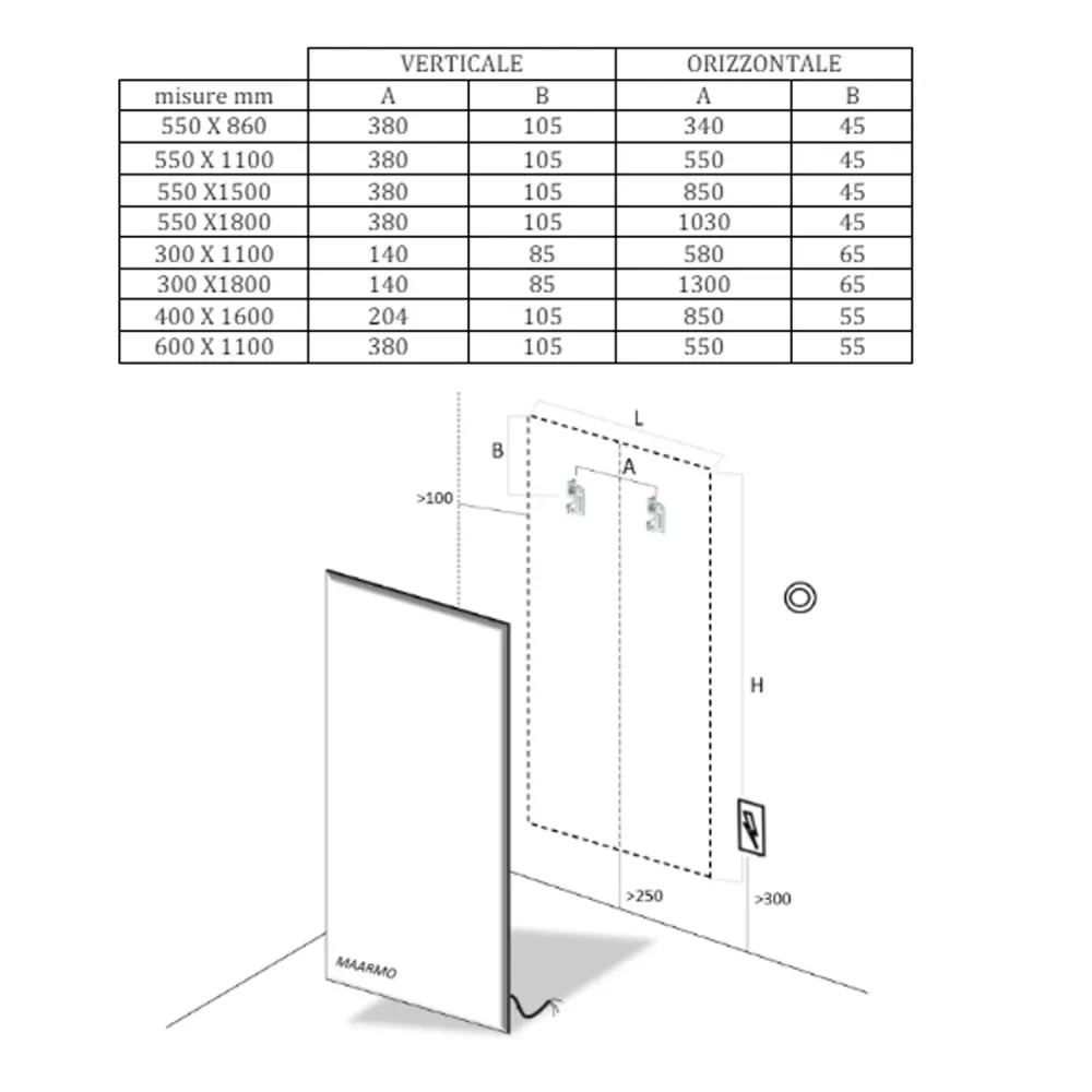 Termoarredo piastra modello Ginko 110x30 cm interasse 5 cm - Bianco con Forma de Espiral