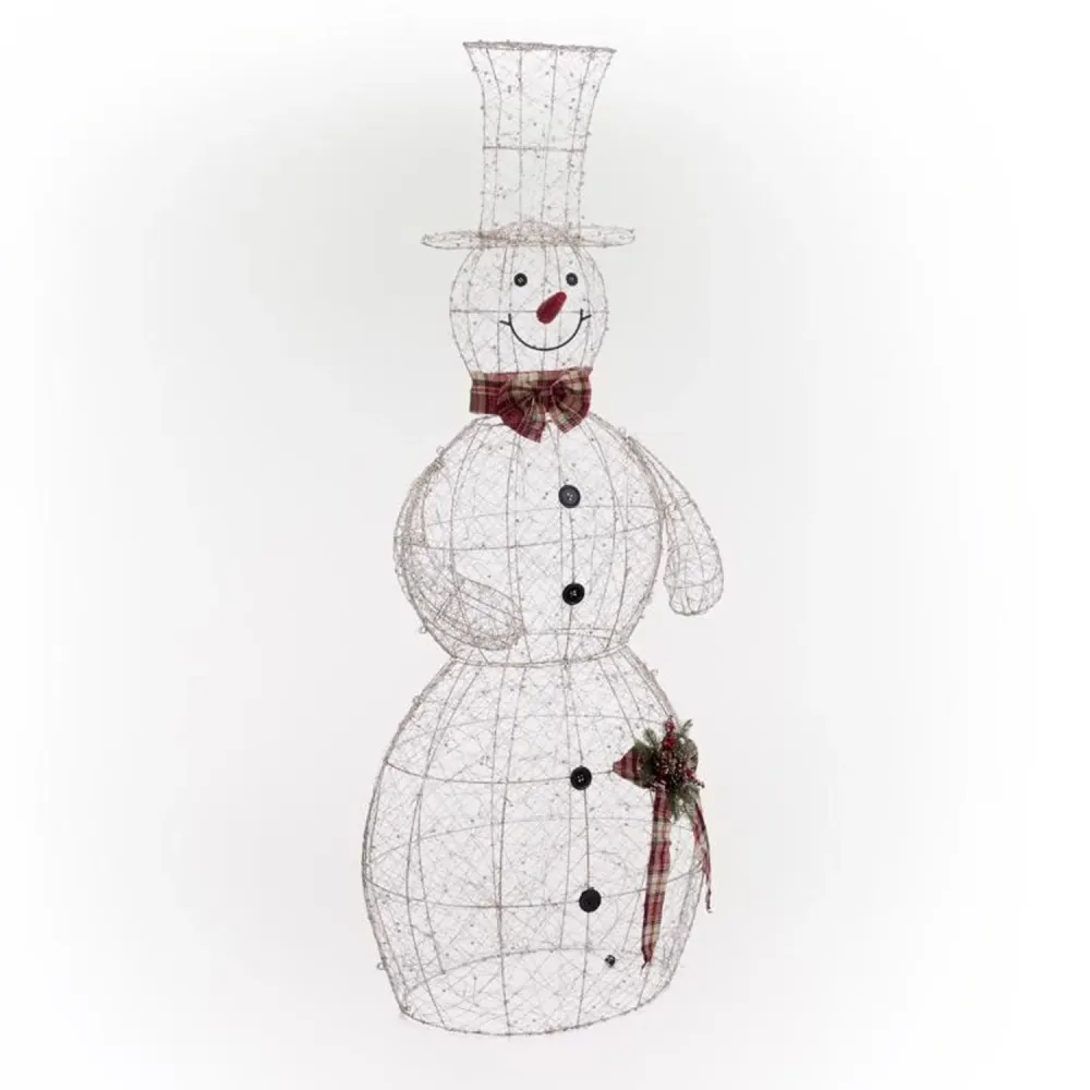 Alpine LED Gold Gold Wire Snowman 71 . Yard Decor