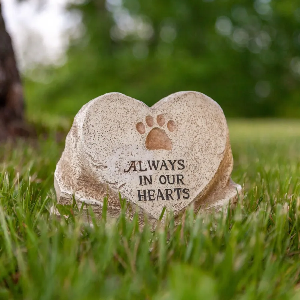 Gerson Always Our Hearts Paw Print Memorial Stone Porch Decor 1 each (Pack 12)