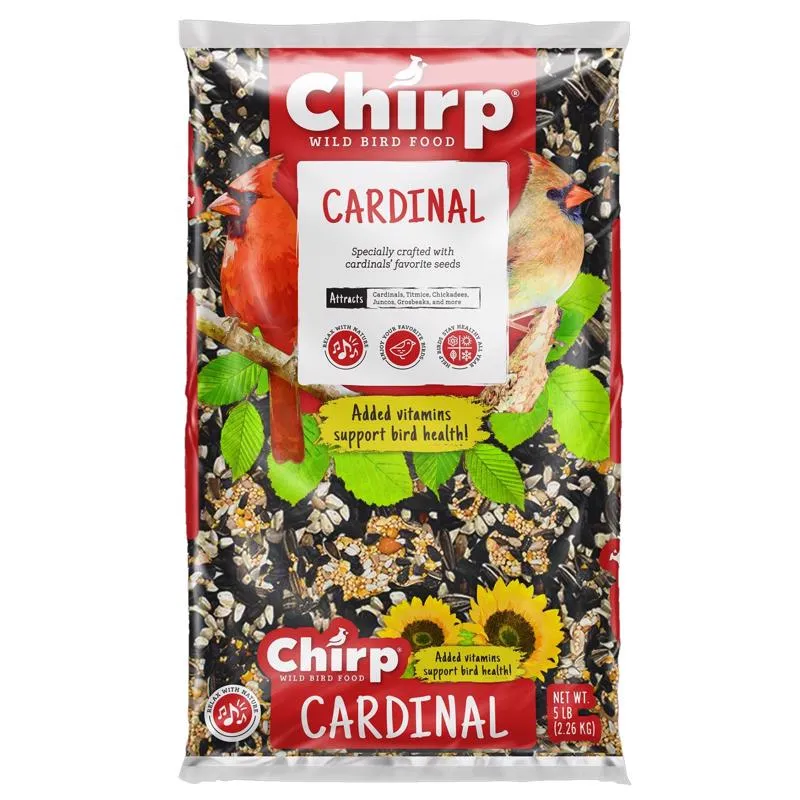Alimento para pájaros silvestres con aceite negro de girasol y Chirp Cardinal Wild Bird, 5 lb