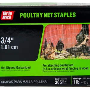 Grapa para red de aves de corral de acero galvanizado en caliente Grip Rite de 3/4 de largo x 1/4 de ancho para uso en ext...