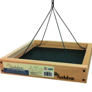 Comedero para pájaros con plataforma de cedro y pantalla de 3 lb de Woodlink Audubon Wild Bird, 1 puerto