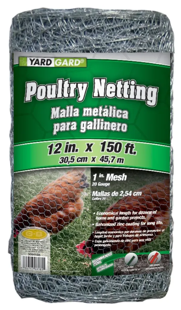 Red galvanizada para aves de corral de 12 pulgadas x 150 pies YardGard