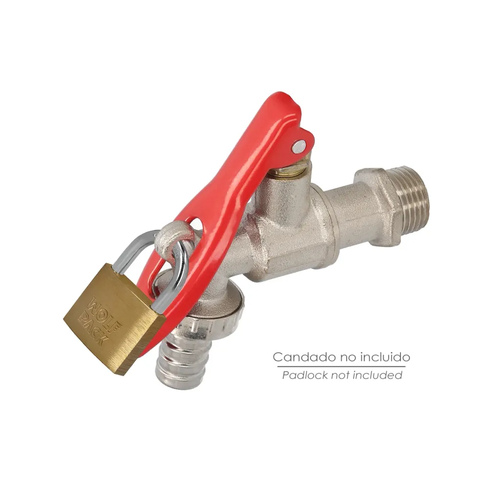Grifo Esfera 1/2" Con Sistema De Bloqueo Por Candado Grifo Jardin Exterior, Grifo Con Bloqueo y Conector Manguera para Rie...