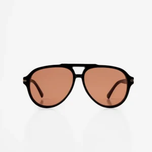 Lentes aviador con montura marrón