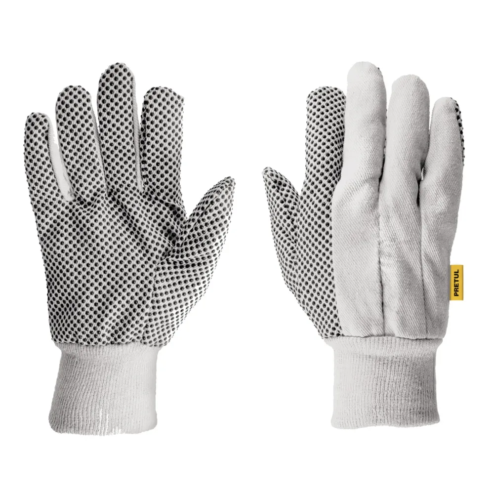 Guantes de algodón con puntos de PVC, palmas y dorso, Pretul | Envío Rápido