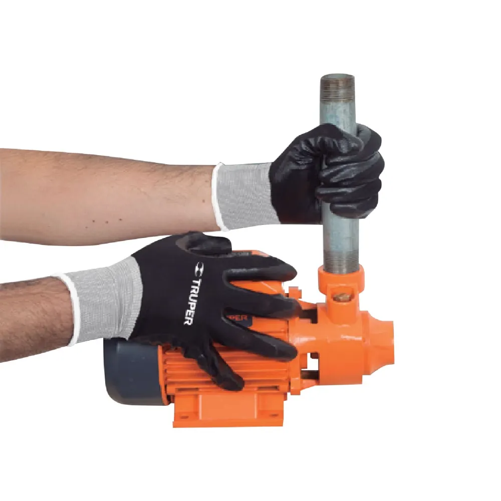 Guantes de poliéster con recubrimiento de nitrilo, medianos con Protección UPF 50+