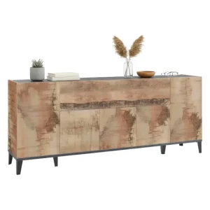 Termómetro Digital para Aparador Dnatal, Aparador de Cocina 6 Puertas, Buffet de Salón, 100% Made Italy, 200x40h82 cm, Piz...