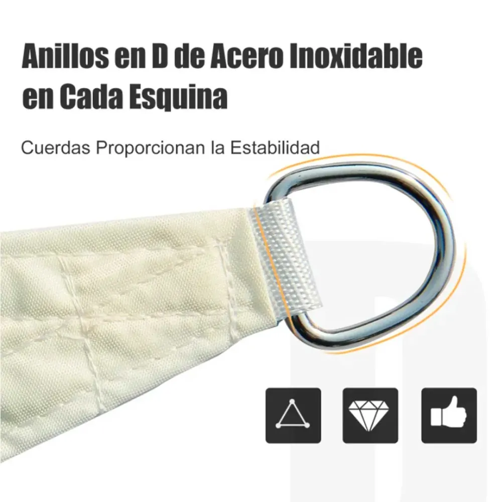 Toldo vela triangular Outsunny hueso 600x600 cm en Color Arena y Blanco