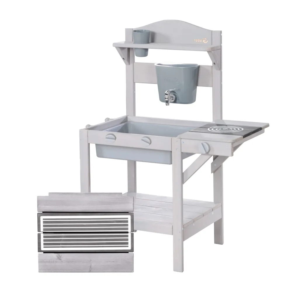 Cubierta Protectora de Cucina da esterno con accessori - Legno certificato FSC - Verniciato grigio