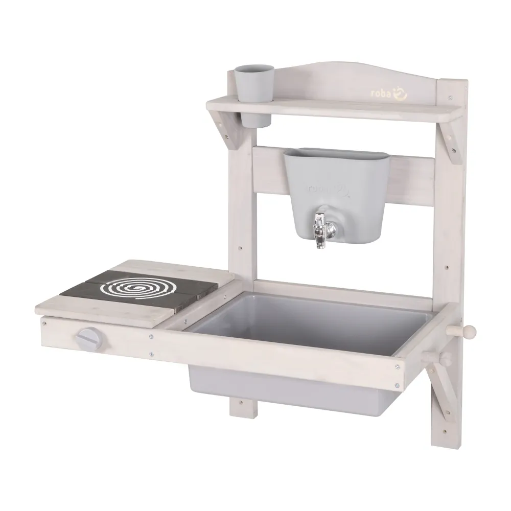 Cucina da appendere con accessori - legno certificato FSC - verniciato grigio Set de 5 Piezas