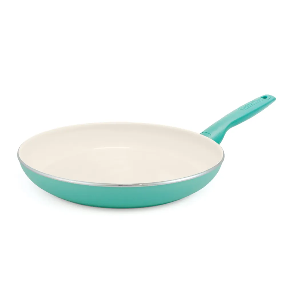 Sartén de aluminio con revestimiento cerámico GreenPan Rio de 12 pulgadas en color turquesa