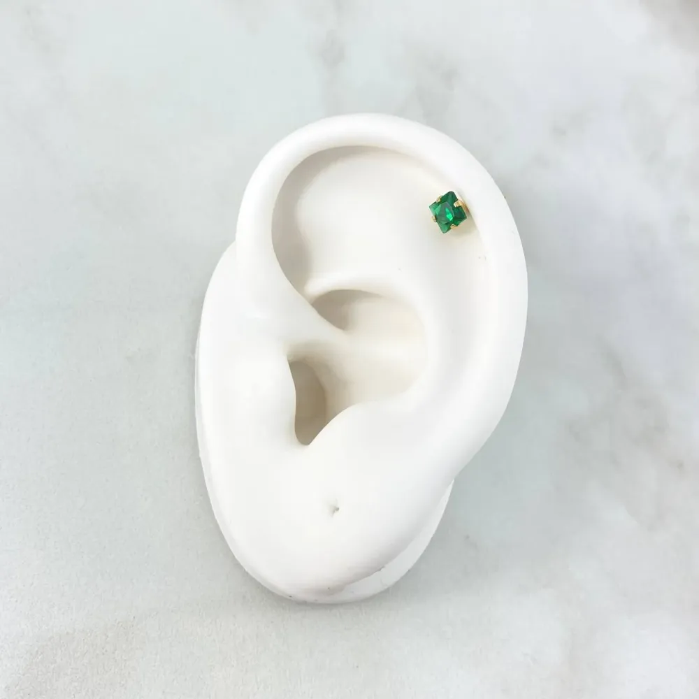 Piercing Chispa Cuatro Garras 0.3gr / 1.3cm / Circon Verde Oro Amarillo (Joya) para Bonsáis y Plantas Pequeñas