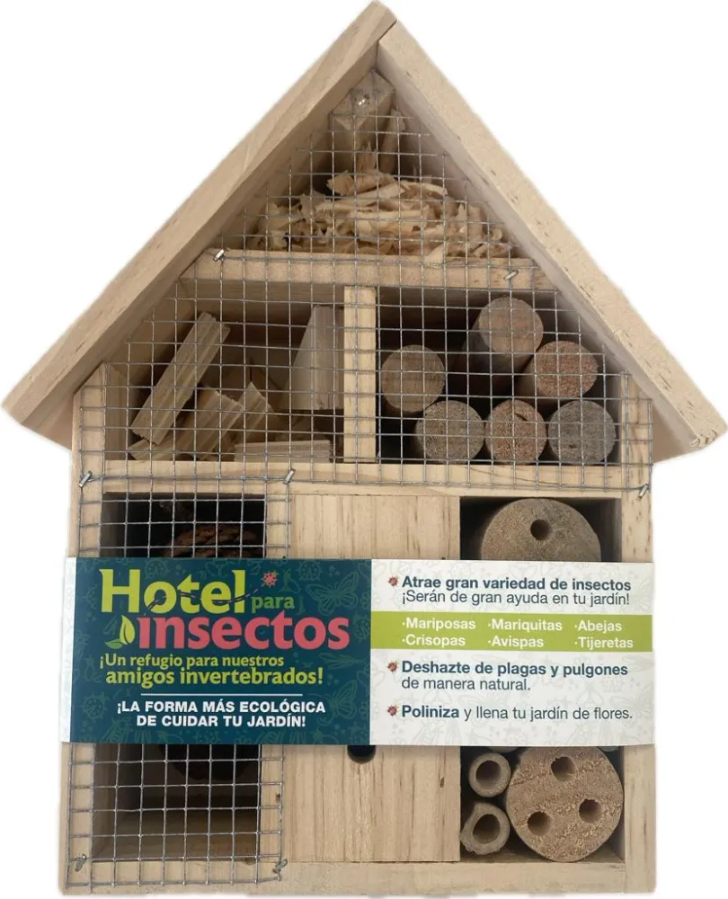 Hotel De Insectos Easy-bug, Madera Certificada Fsc. Techo Madera Auténtico. Ideal para Principiantes