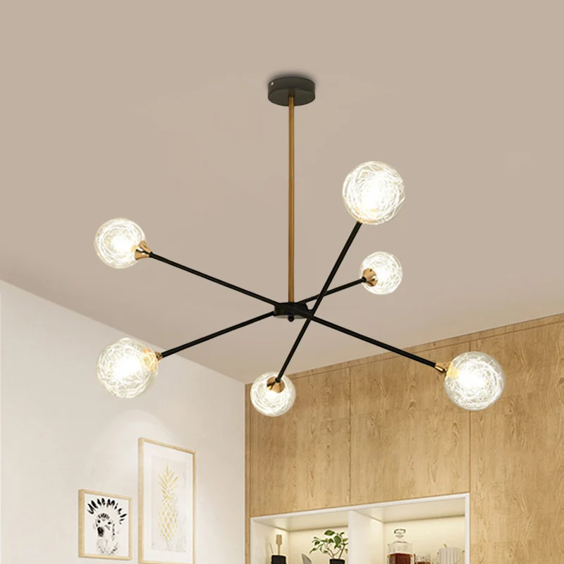 Lampada sospensione impilata stile semplice con lampadario ferro con paralume bolle per il soggiorno dell'hotel para Jardí...