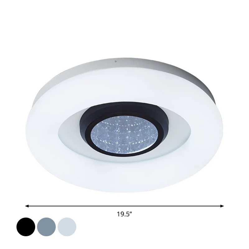 Luz de techo empotrada de acrílico circular, iluminación empotrada LED minimalista plateada/gris/negra para Hotel Capacida...