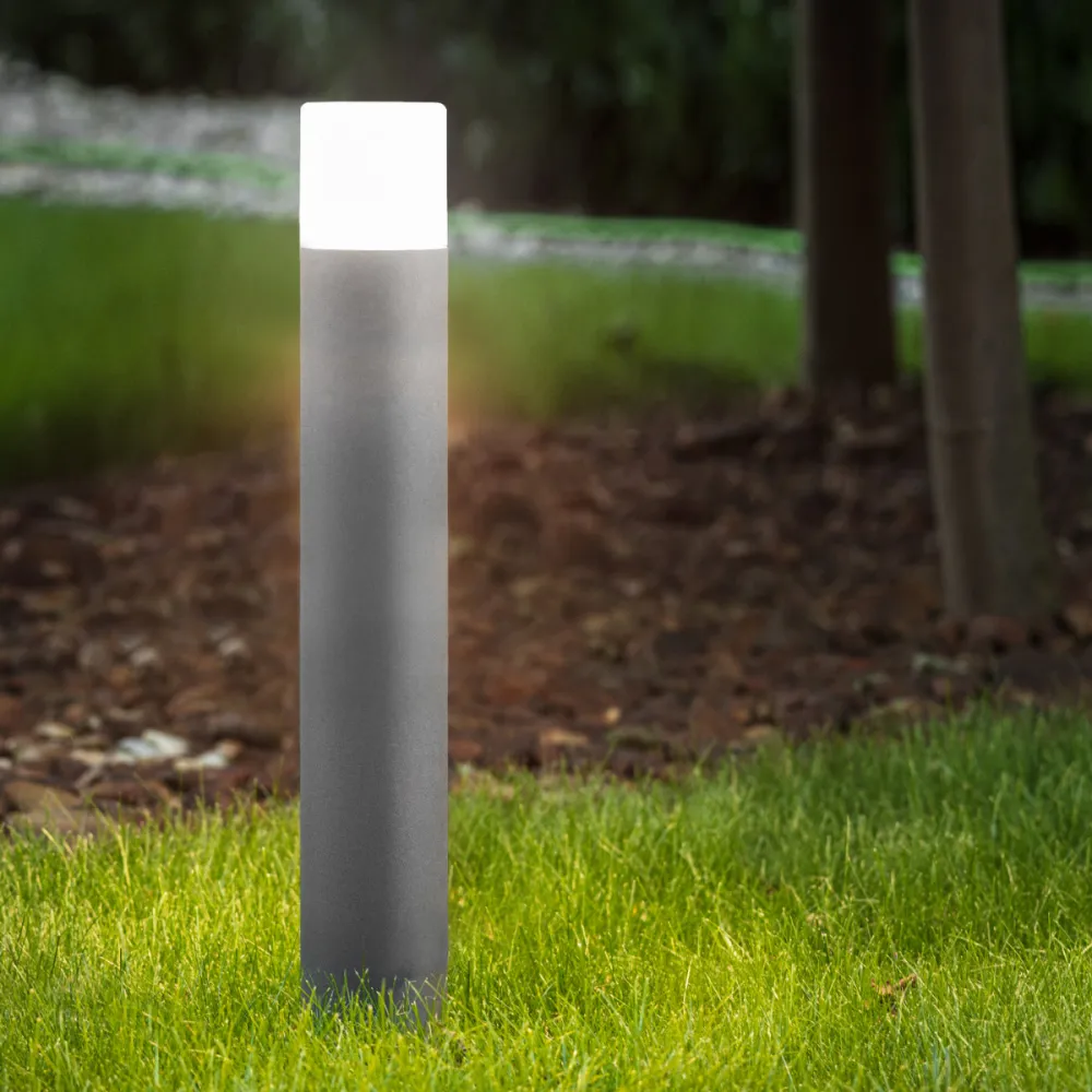 Cgc lighting Bolardo luminoso para exteriores, gris, E27, voluminoso