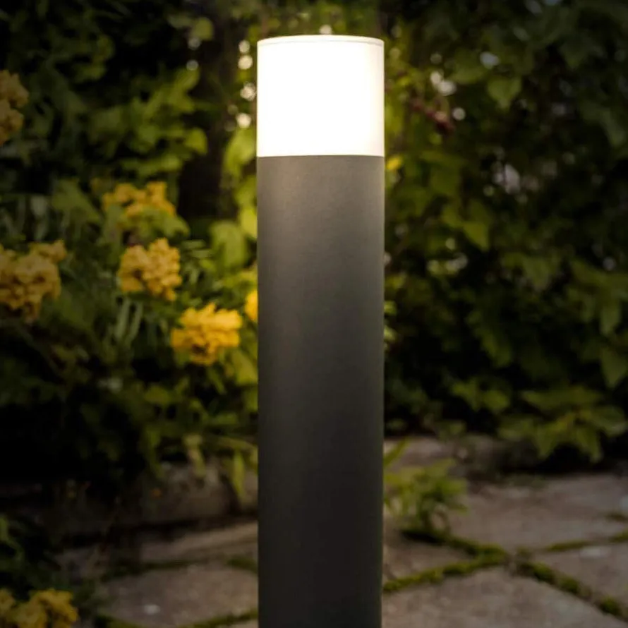 Cgc lighting Bolardo luminoso para exteriores, gris, E27, voluminoso