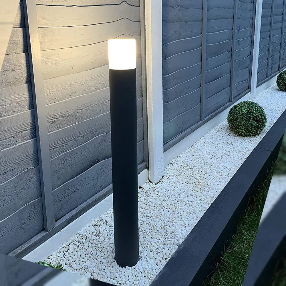 Cgc lighting Bolardo luminoso para exteriores, gris, E27, voluminoso