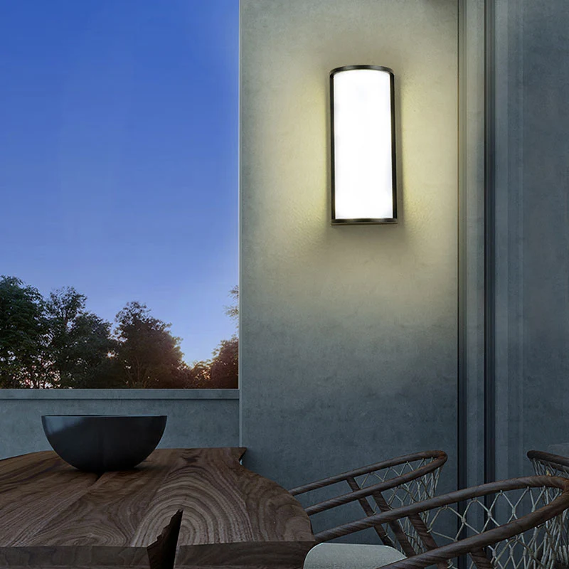 Foco Decorativo Applique murale demi-cylindre, lampe minimaliste en métal texturé noir, luminaire mural LED pour l'extérieur