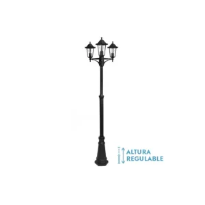 Foco Decorativo farola para jardin aluminio color negro serie auriga 62cm