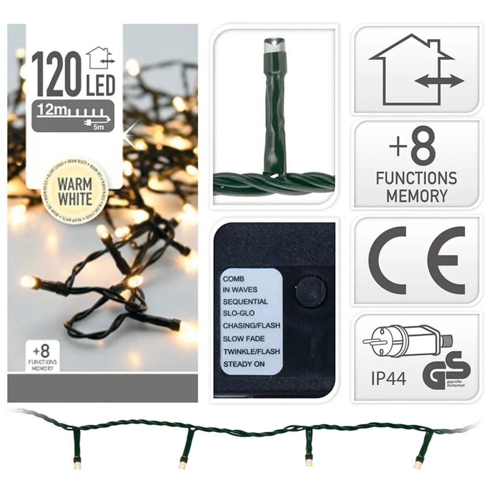 Guirnalda 120 led 12 metros 8 funciones