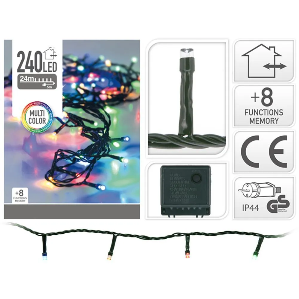 Guirnalda 240 led 24 m 8 funciones colorido