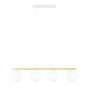 Lámpara colgante Etisa Blanco (4 luces) Cristal - Metálico Moderno con Panel Solar Integrado