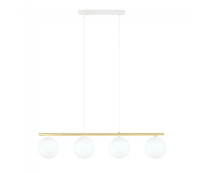 Lámpara colgante Etisa Blanco (4 luces) Cristal - Metálico Moderno con Panel Solar Integrado