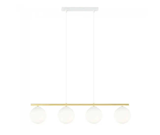 Lámpara colgante Etisa Blanco (4 luces) Cristal - Metálico Moderno con Panel Solar Integrado