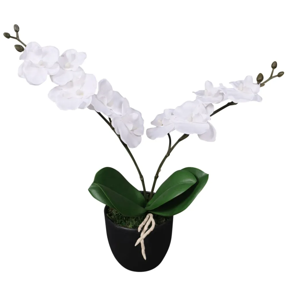 Profesional para Invernadero Planta artificial orquídea con macetero 30 cm blanca es3070