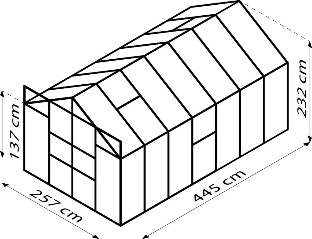 Invernadero - Meridian II 11,5m² Resistente Vientos Fuertes Negro