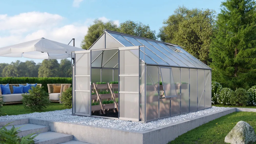 Invernadero - Meridian II 11,5m² Resistente Vientos Fuertes Negro
