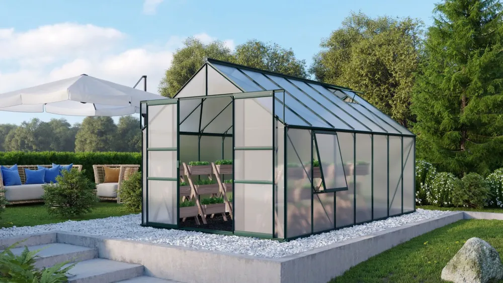 Invernadero - Meridian II 11,5m² Resistente Vientos Fuertes Negro
