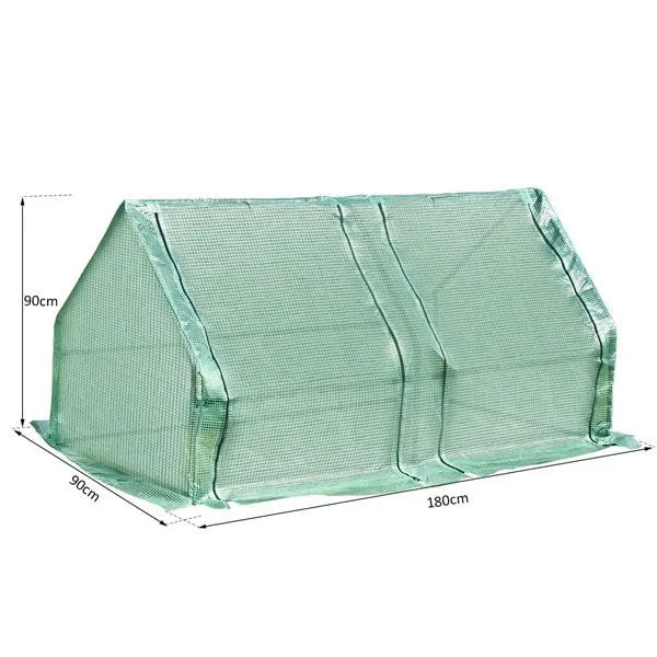 Profesional Certificado Invernadero Outsunny 2 puertas enrollables verde 90x180x90 cm