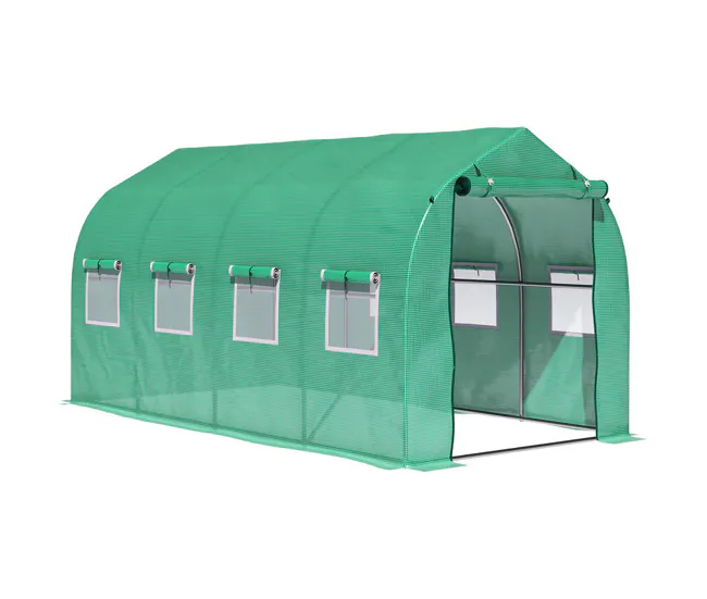 Profesional Certificado Outsunny Invernadero de Exterior 4x2x2 m Invernadero de Túnel con 8 Ventanas de Malla y Puerta Inv...