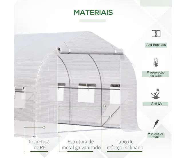 Profesional Certificado Outsunny Invernadero de Exterior 4x2x2 m Invernadero de Túnel con 8 Ventanas de Malla y Puerta Inv...