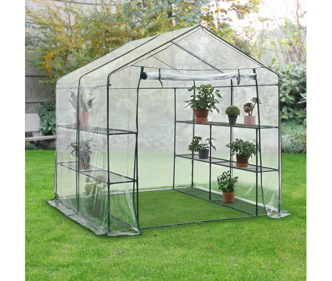 Reforzado para Exteriores Invernadero de jardín Grünau acero PVC 200x200x220 cm transparente