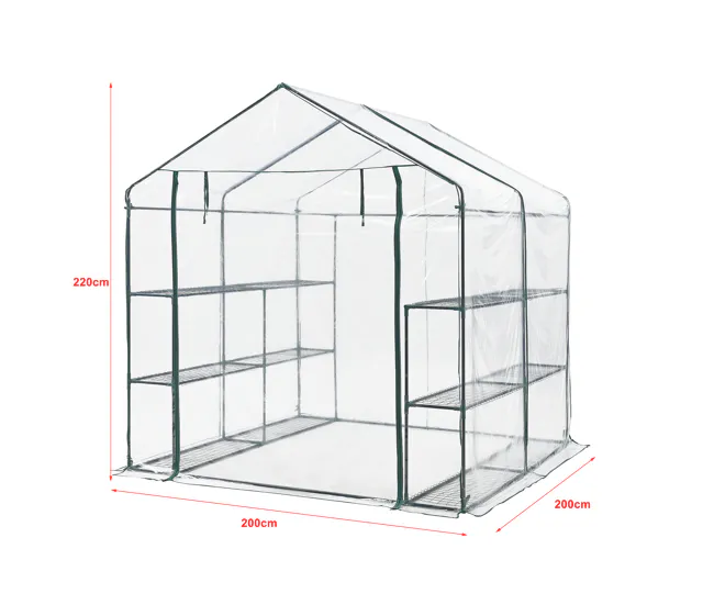 Reforzado para Exteriores Invernadero de jardín Grünau acero PVC 200x200x220 cm transparente