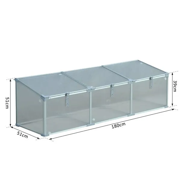 Reforzado para Exteriores Invernadero Outsunny 3 compartimentos translúcido 51x180x51 cm