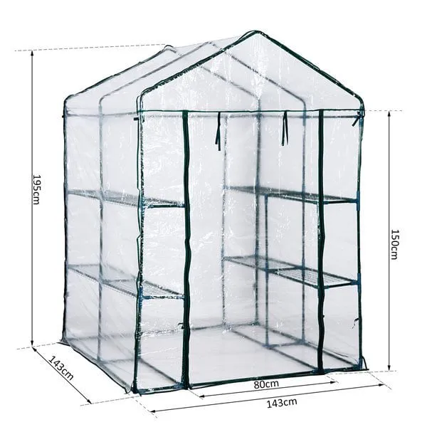 Reforzado para Exteriores Invernadero Outsunny 3 pisos transparente 195x143x143 cm