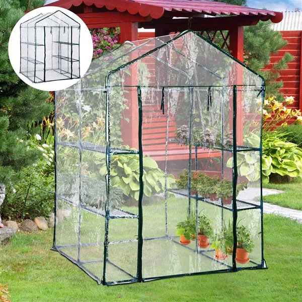 Reforzado para Exteriores Invernadero Outsunny 3 pisos transparente 195x143x143 cm