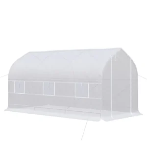 Jardín Outsunny Invernadero de Jardín 4x2x2 m Tipo Túnel con 6 Ventanas Transpirables y Puerta Enrollable con Cremallera H...