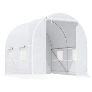 Resistente la Intemperie Outsunny Invernadero de Exterior 2,5x2x2 m Invernadero de Túnel con 4 Ventanas de Malla y Puerta...