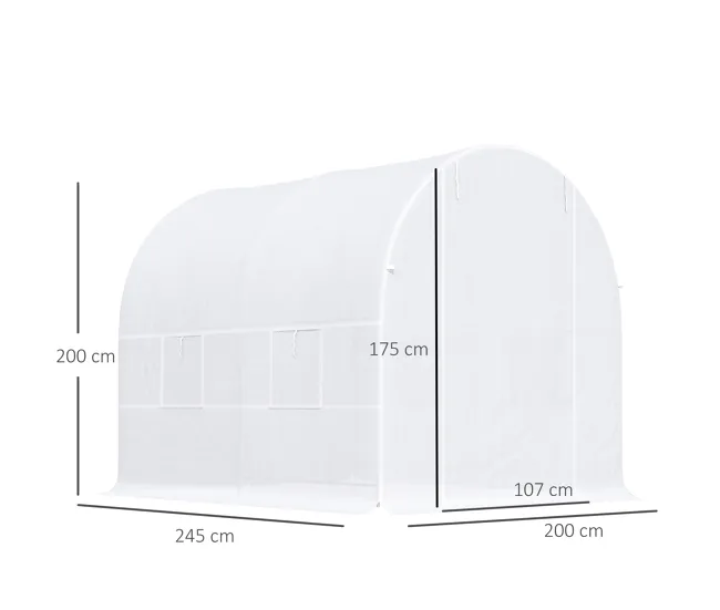Resistente la Intemperie Outsunny Invernadero de Exterior 2,5x2x2 m Invernadero de Túnel con 4 Ventanas de Malla y Puerta...